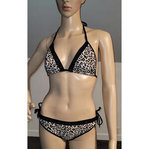 Women's Leopard Lined Sexy Bikini Adjustable Straps Polyester fits Small  SL4192